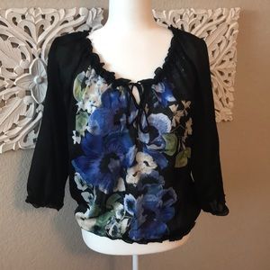 Black and floral lightweight top